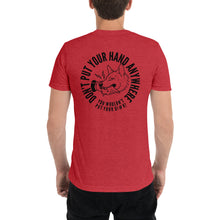 Load image into Gallery viewer, Men&#39;s &quot;DON&#39;T put your hand&quot; black logo on back t-shirt