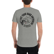Load image into Gallery viewer, Men&#39;s &quot;DON&#39;T put your hand&quot; black logo on back t-shirt