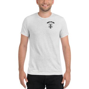 Men's "DON'T put your hand" black logo on back t-shirt