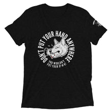 Load image into Gallery viewer, Men&#39;s &quot;DON&#39;T put your hand&quot; white logo t-shirt