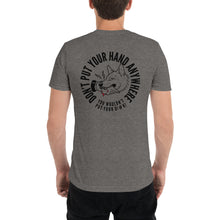 Load image into Gallery viewer, Men&#39;s &quot;DON&#39;T put your hand&quot; black logo on back t-shirt