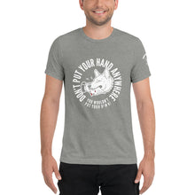 Load image into Gallery viewer, Men&#39;s &quot;DON&#39;T put your hand&quot; white logo t-shirt