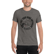 Load image into Gallery viewer, Men&#39;s &quot;DON&#39;T put your hand&quot; black logo t-shirt
