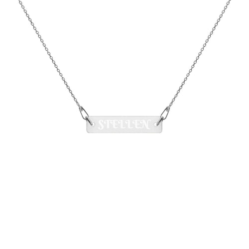 STELLEN Engraved Silver Bar Chain Necklace Women's