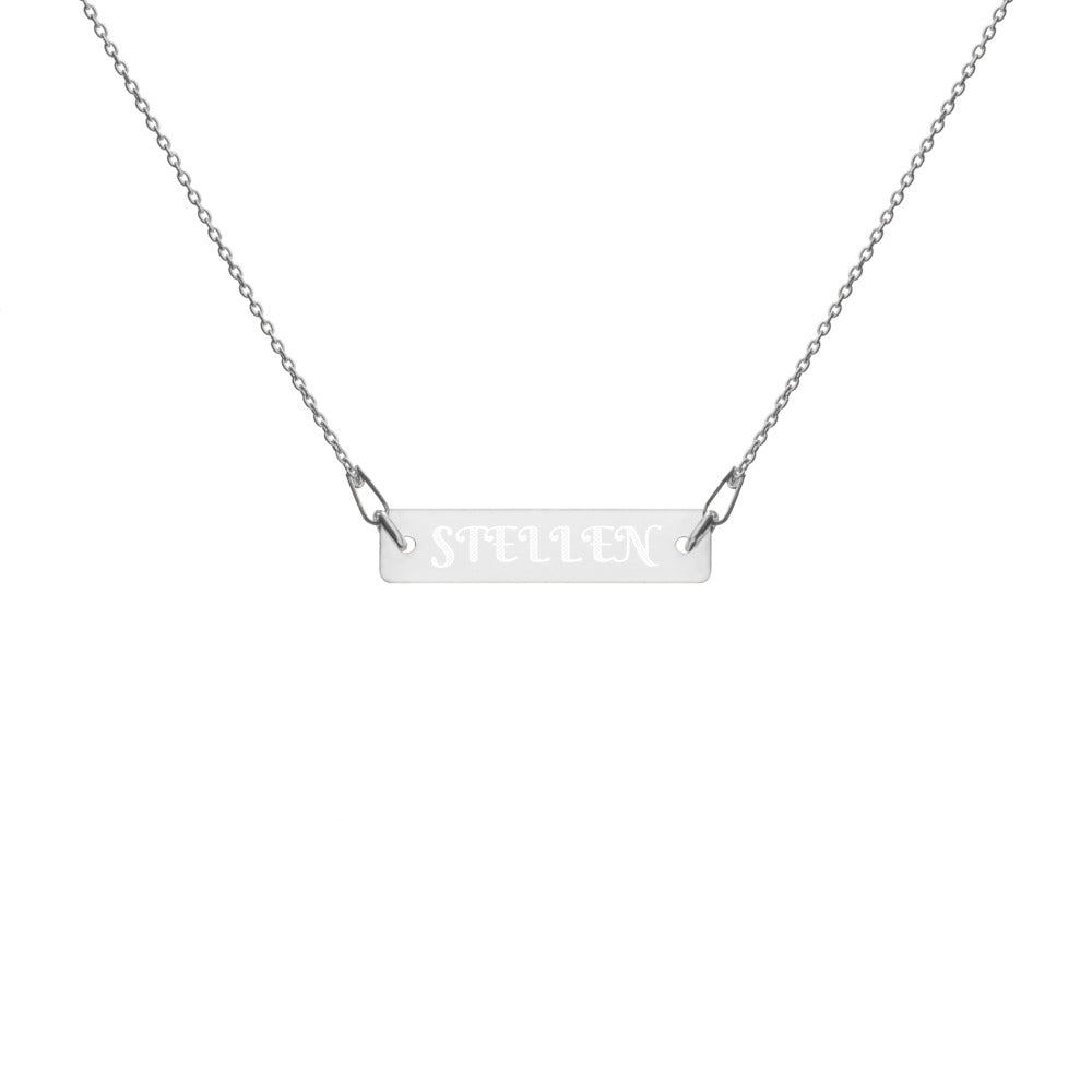 STELLEN Engraved Silver Bar Chain Necklace Women's