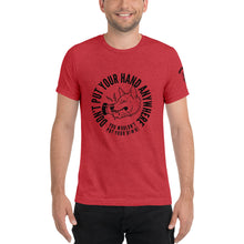 Load image into Gallery viewer, Men&#39;s &quot;DON&#39;T put your hand&quot; black logo t-shirt