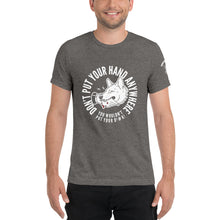 Load image into Gallery viewer, Men&#39;s &quot;DON&#39;T put your hand&quot; white logo t-shirt